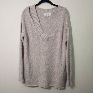 John + Jenn Gray V Neck Oversized Knit Sweater S